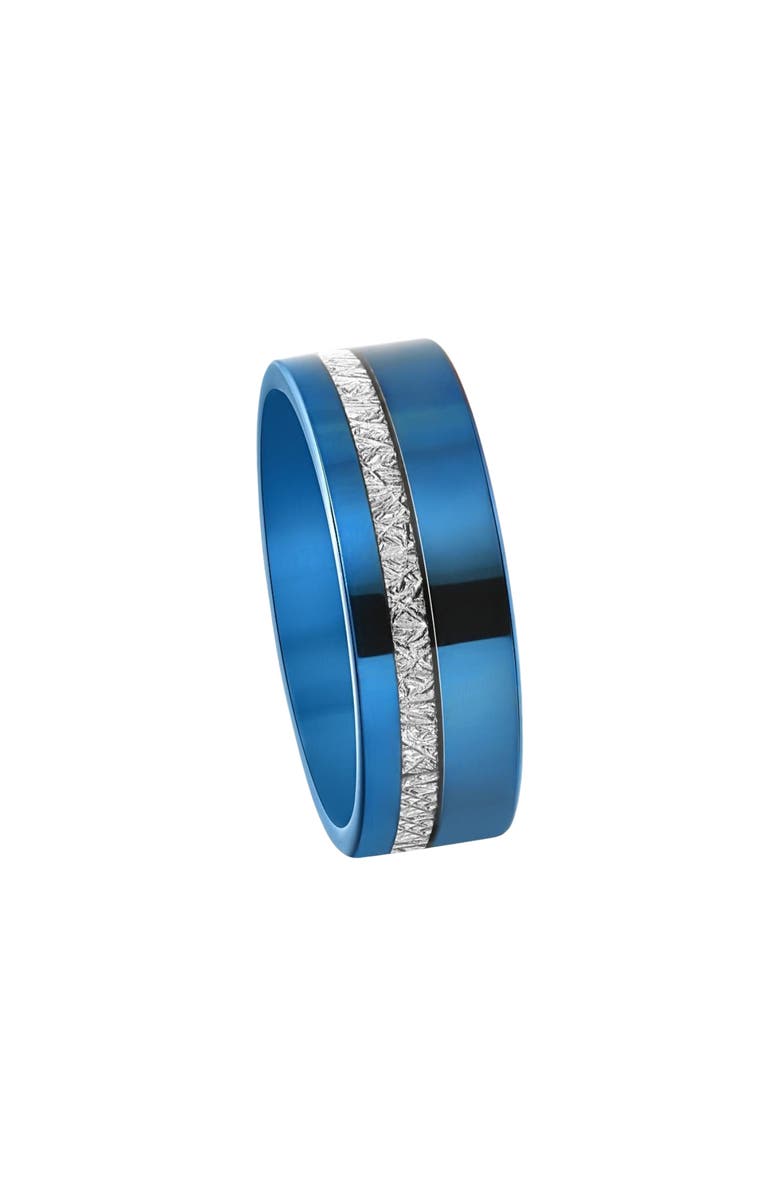 Bliss Diamond Men's Blue Tungsten Ring Meteor Inlay 8mm Wedding Band, Alternate, color, Blue Tungsten