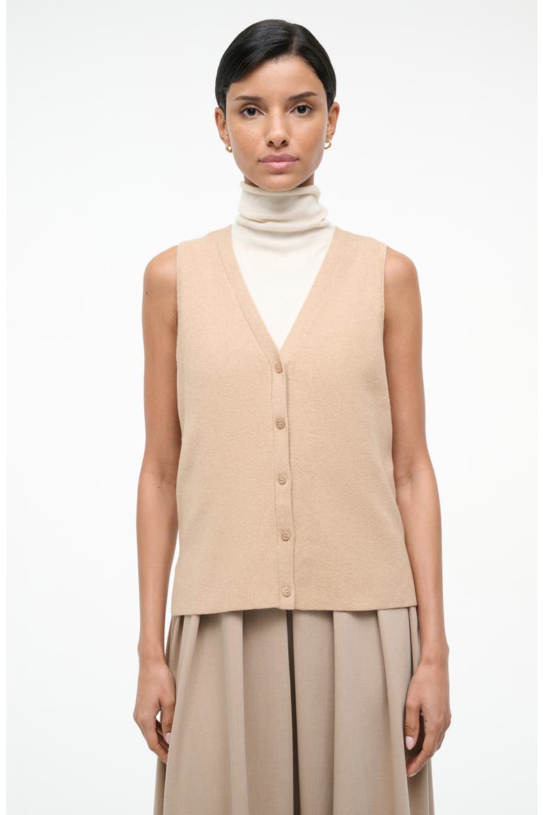 Madeline Sleeveless Mixed Media Dress, Alternate, color, WHEAT