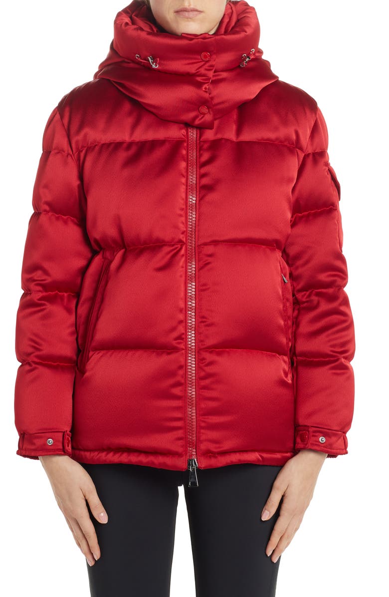 Moncler Wil Hooded Quilted Down Satin Puffer Jacket, Main, color,