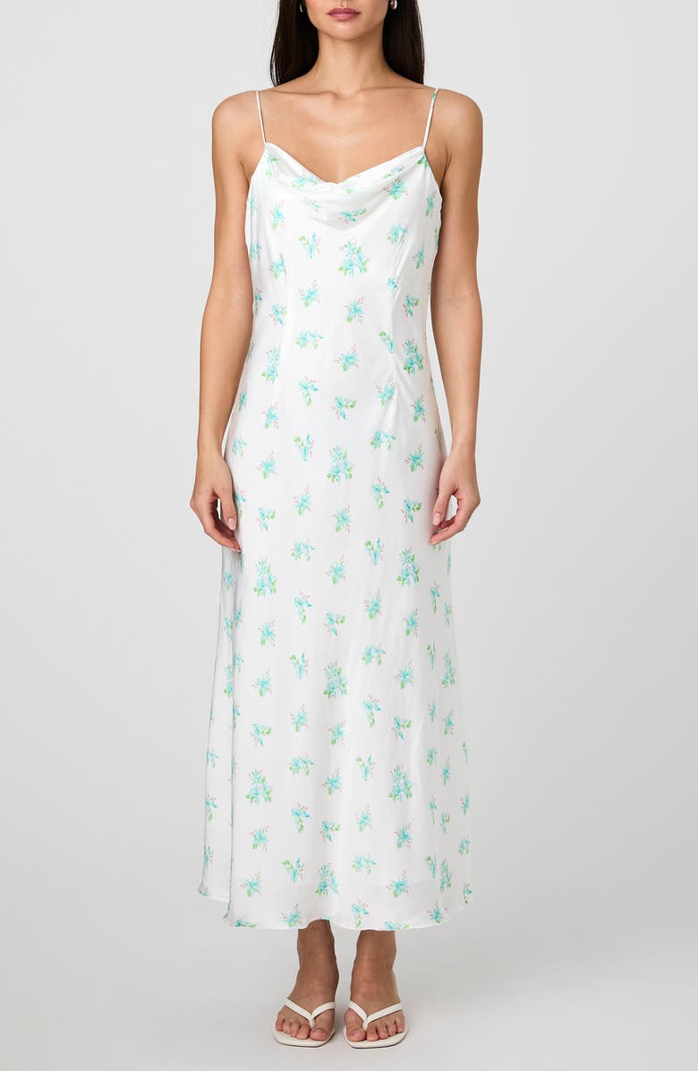 French Connection Anna Fleur Cowl Neck Satin Maxi Slipdress, Main, color, 