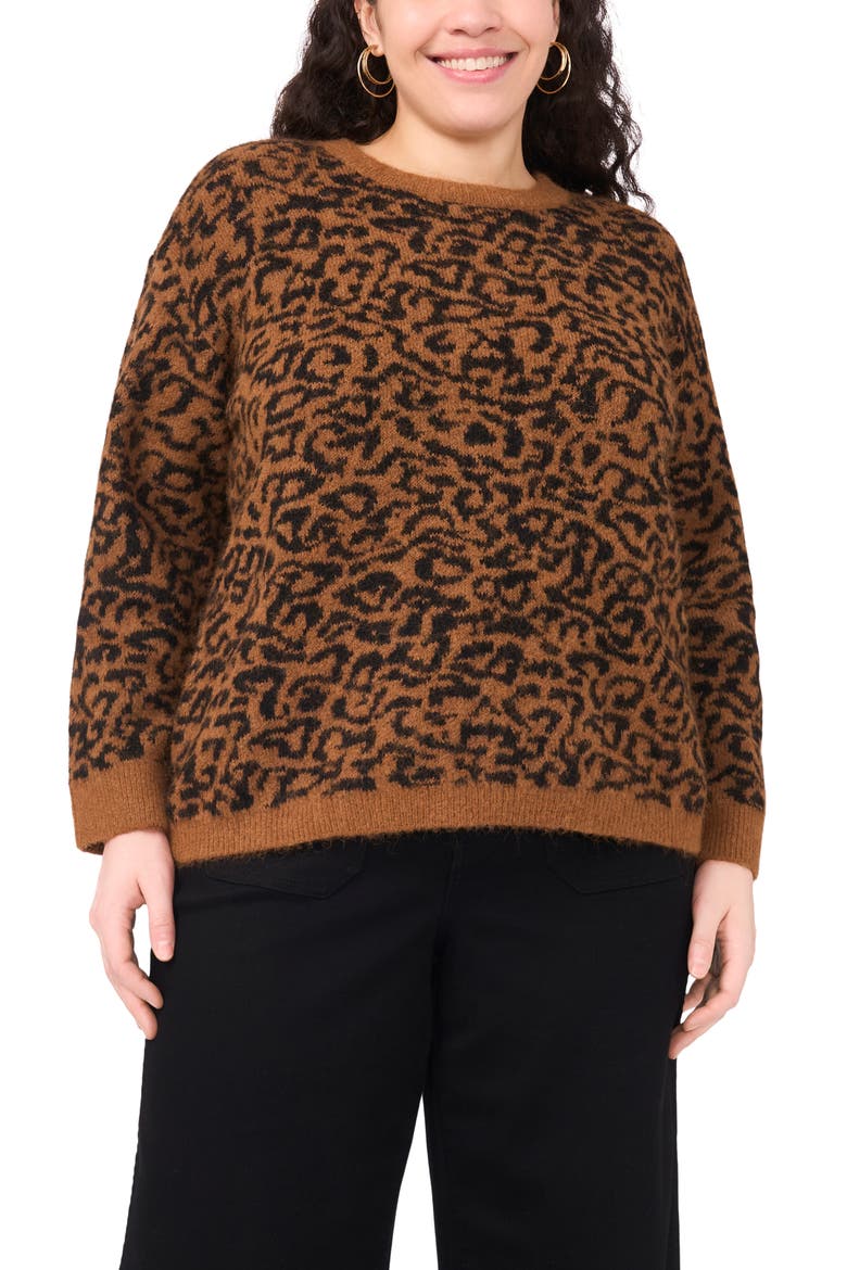 Leopard Jacquard Sweater, Main, color, TOASTED COCONUT