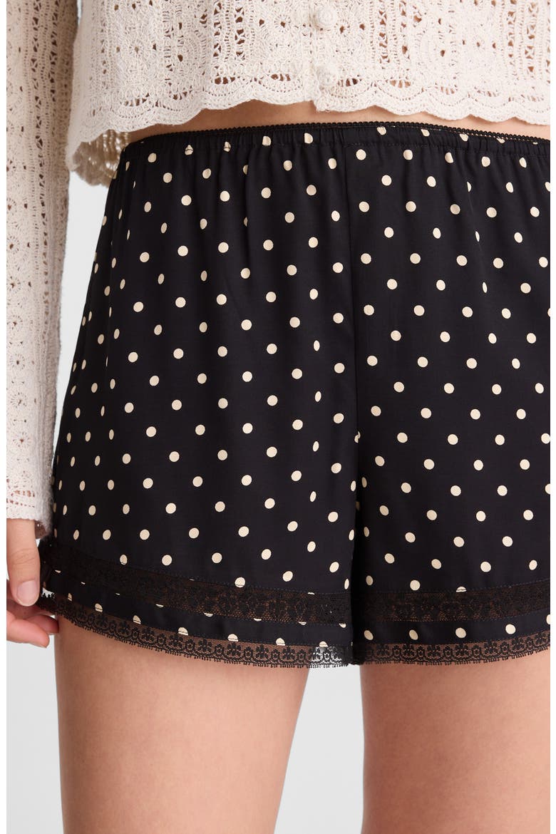 Lace Trim Pull-On Shorts, Alternate, color, JET BLACK