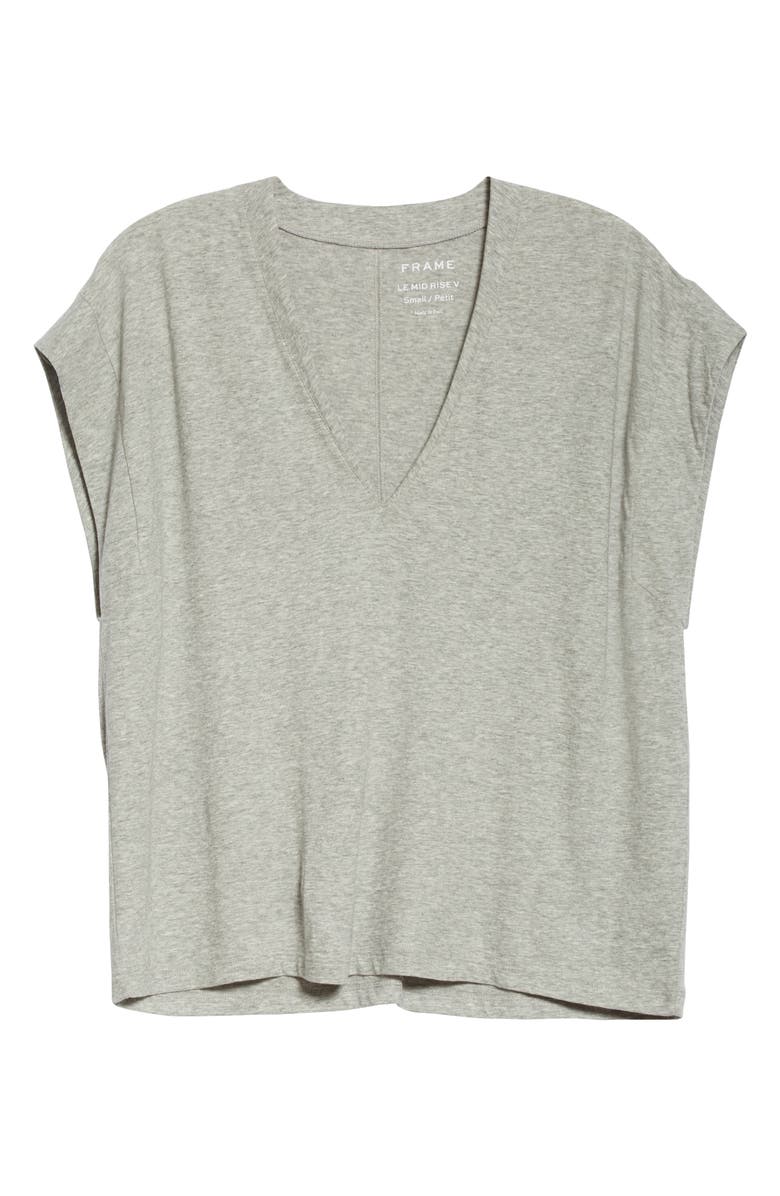 FRAME Le Mid Rise V-Neck T-Shirt, Alternate, color, Gris Heather