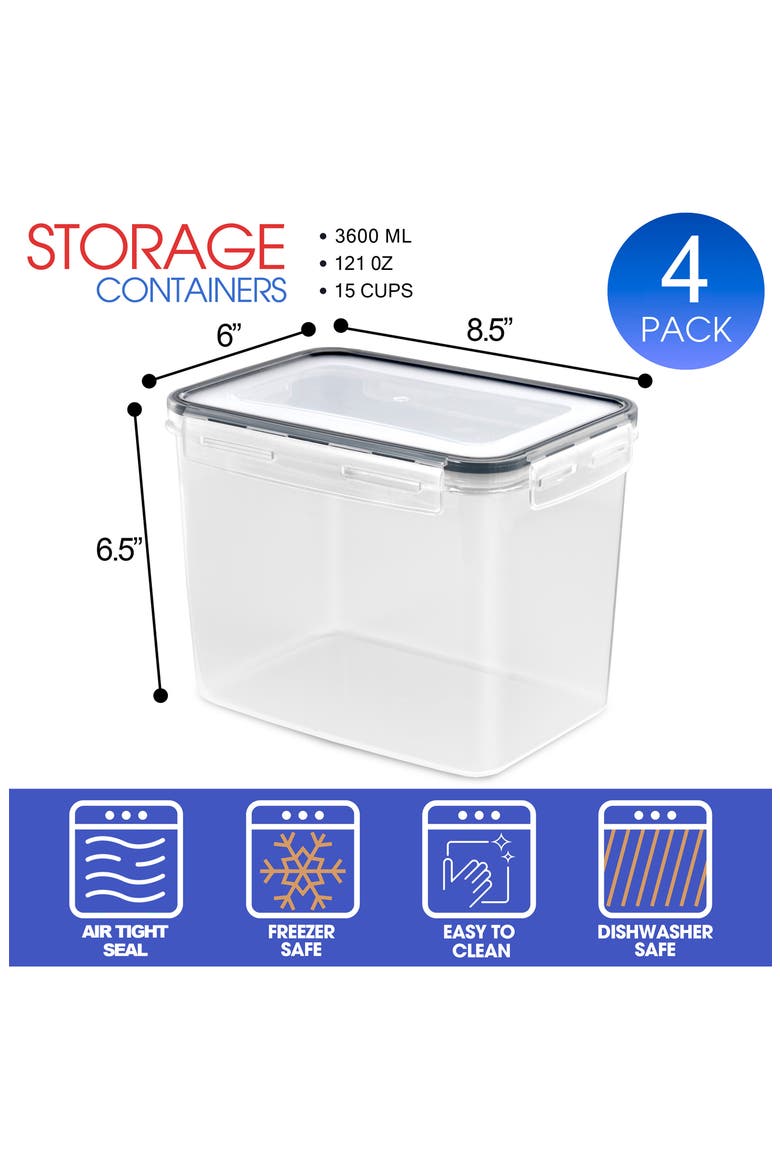 Set of 4 Food Storage Containers, Alternate, color, CLEAR