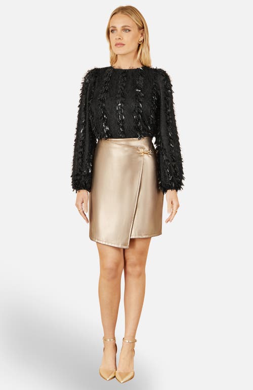 Yumi Hanging Sequin Long Sleeve Top In Multi