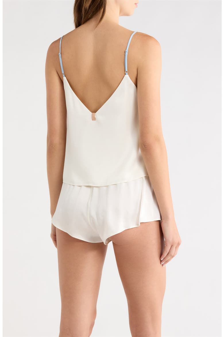 Washable Silk Short Pajamas, Alternate, color, TRANQUIL WHITE/ FROSTED LAGOON