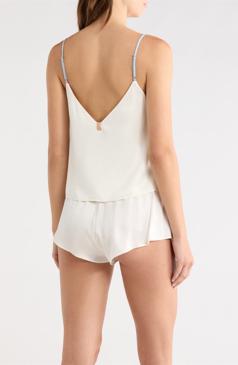 Lunya Washable Silk Short Pajamas, Alternate, color, Tranquil White/ Frosted Lagoon