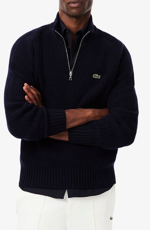 Classic Fit Quarter Zip Wool Rib Sweater