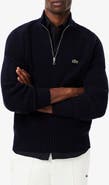 Lacoste Classic Fit Quarter Zip Wool Rib Sweater