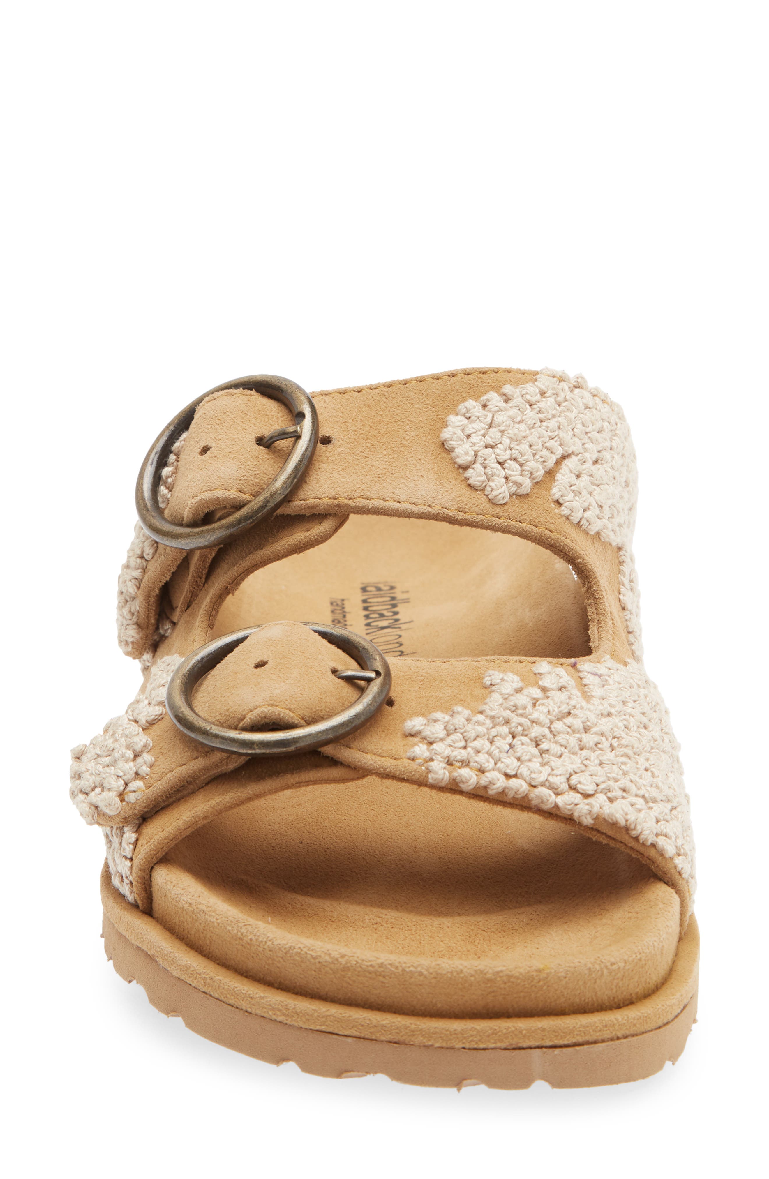 Clay Embroidered Slide Sandal, Alternate, color, SAFFRON SUEDE / NATURAL