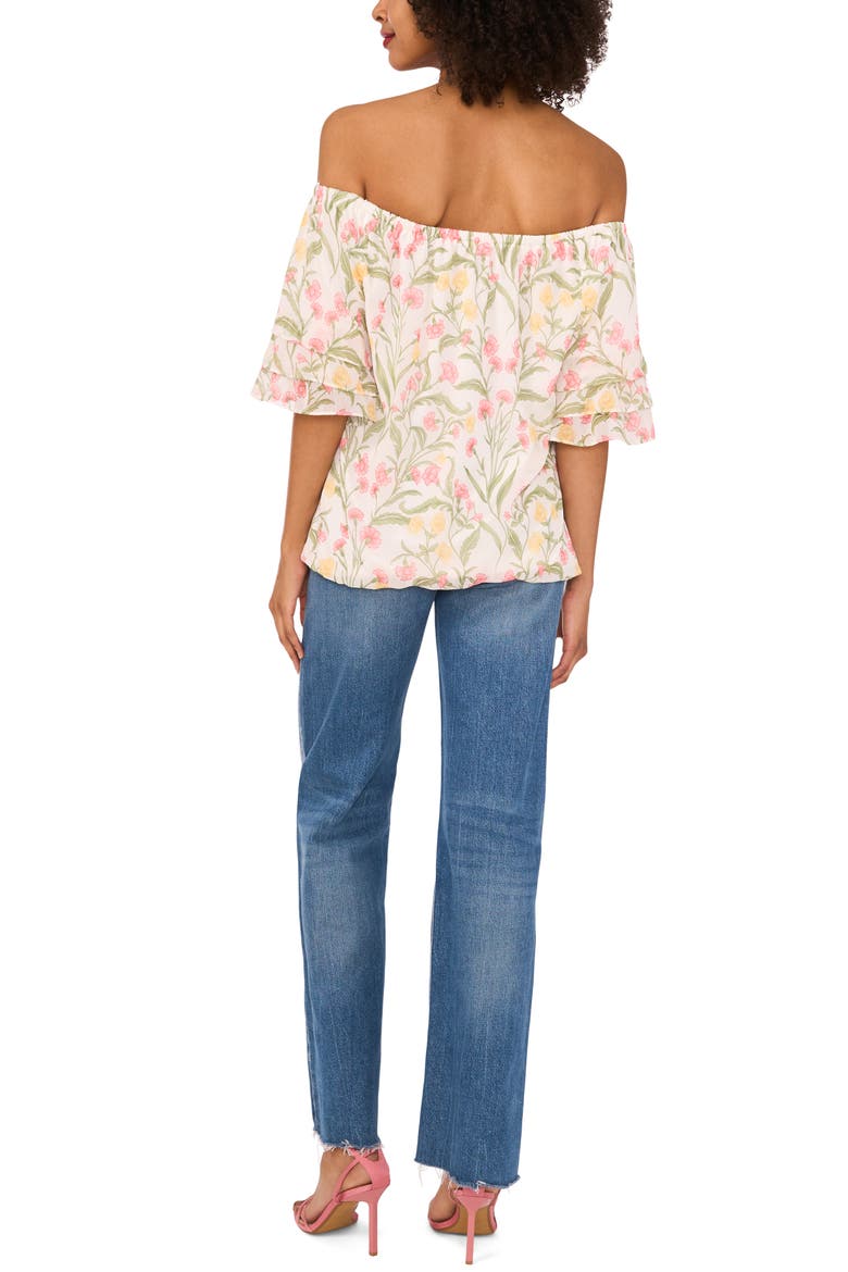 Off the Shoulder Flutter Sleeve Shirt, Alternate, color, NEW IVORY