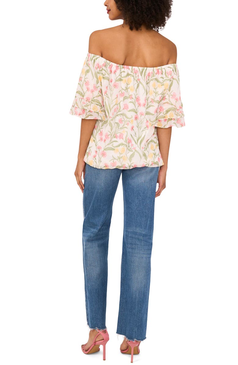 Vince Camuto Off the Shoulder Flutter Sleeve Shirt, Alternate, color, New Ivory