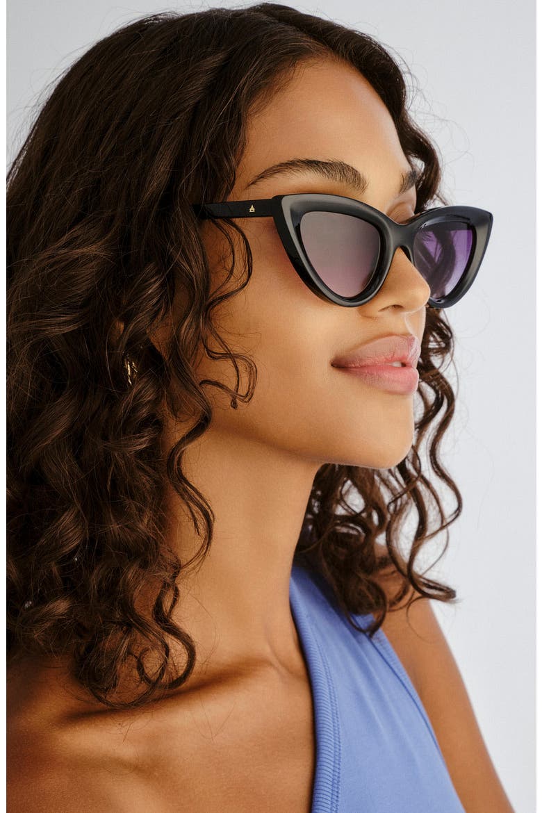 Realm Cat Eye Sunglasses, Alternate, color, SHINY BLACK / SMOKE GRAD