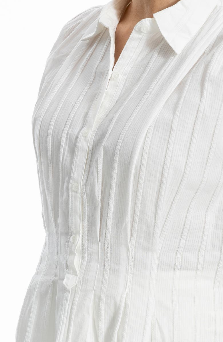 Pintuck Cap Sleeve Cotton Peplum Top