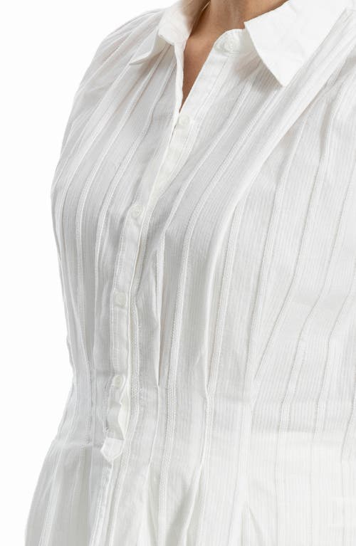 Max Studio Pintuck Cap Sleeve Cotton Peplum Top