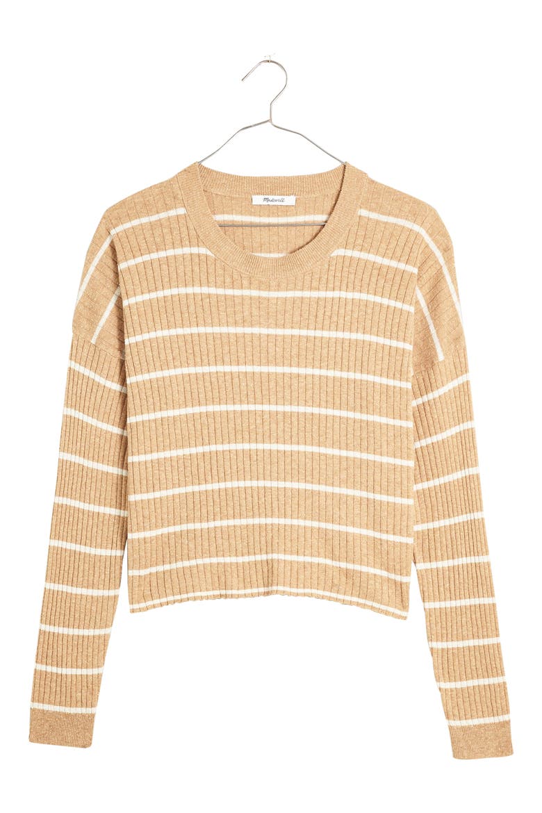 No Strings Attached Stripe Crewneck Sweater, Alternate, color, SILVER SAND