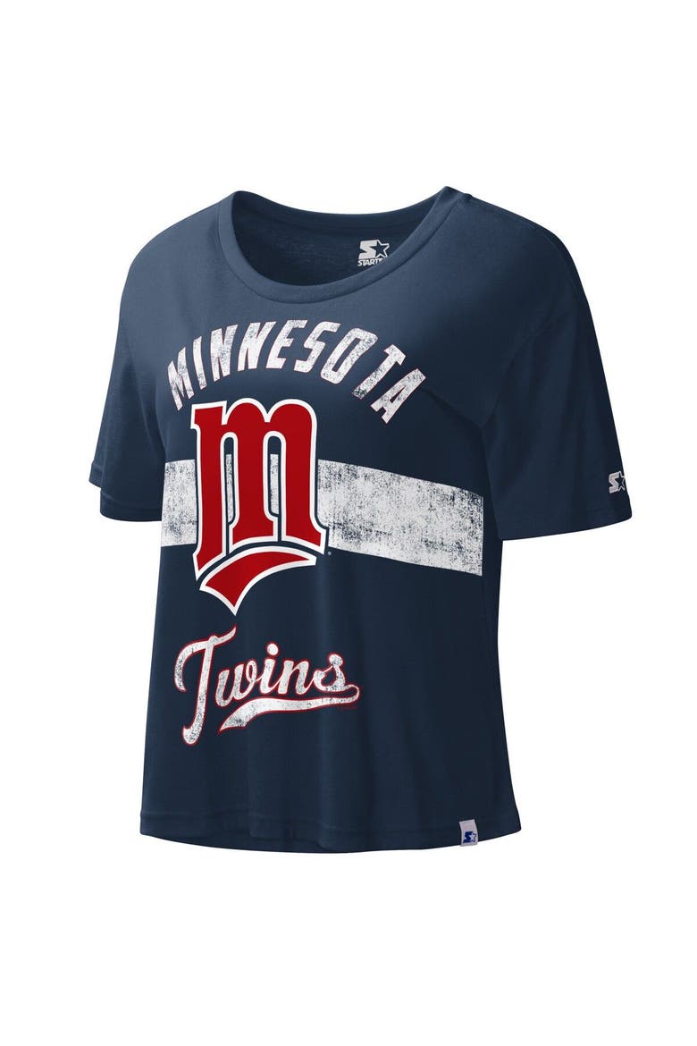 Women's Starter Navy Minnesota Twins Cooperstown Collection Record Setter Crop Top, Alternate, color, Navy