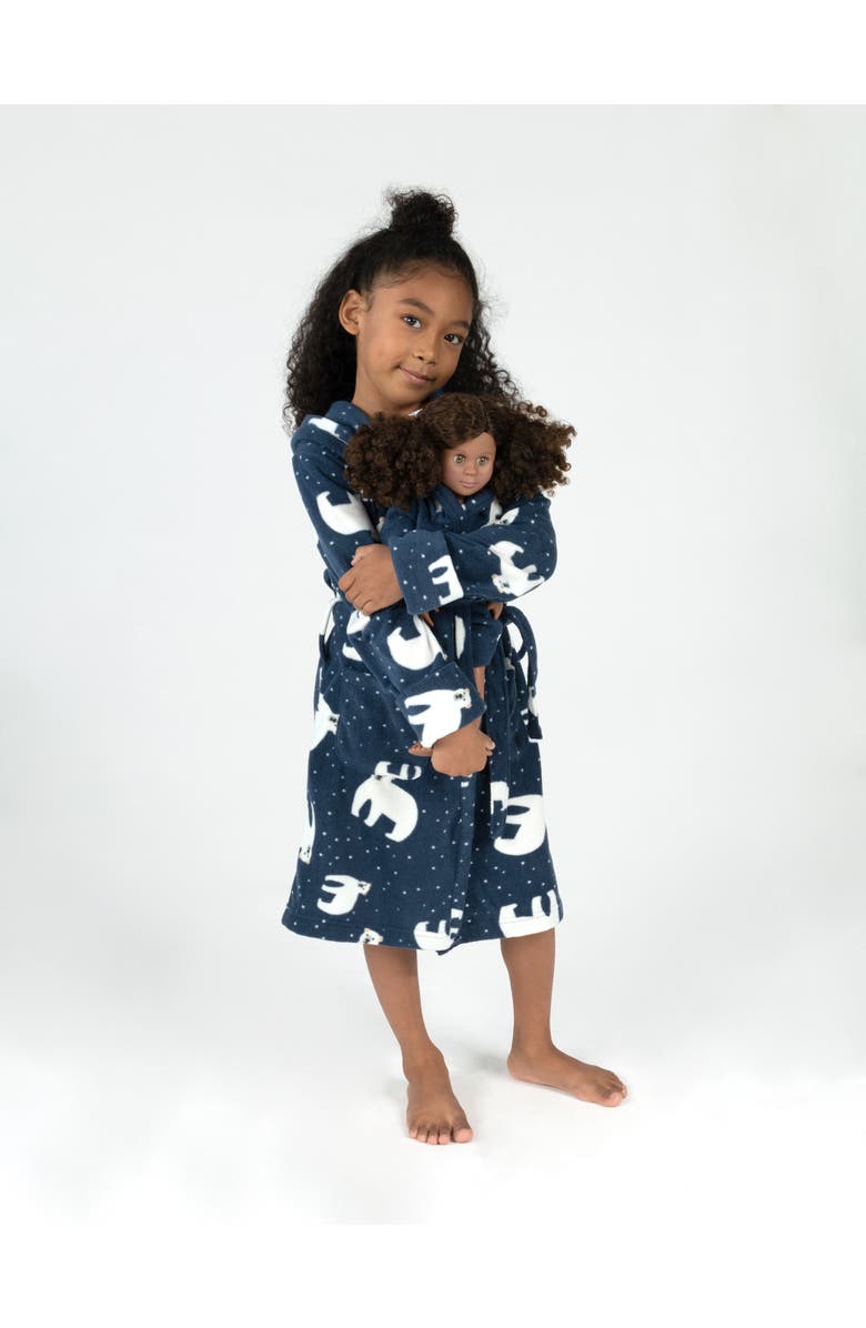 Leveret Girls Fleece Hooded Robe with Matching Doll Robe, Main, color, Polar Bear
