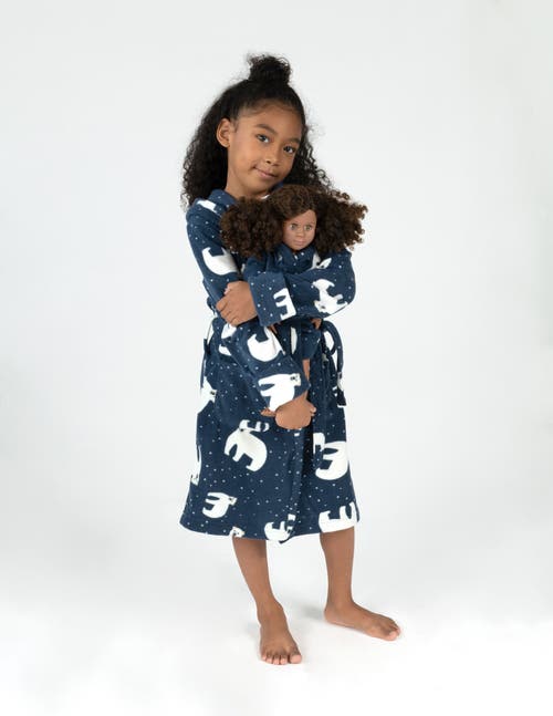 Leveret Girls Fleece Hooded Robe With Matching Doll Robe In Blue
