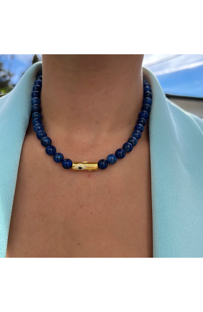 Gemma Azzurro Lapis Beaded Rod Eye Necklace, Alternate, color, Blue