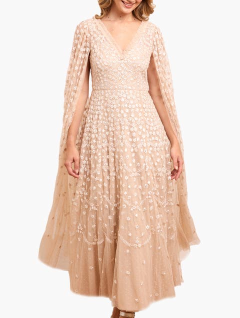 Clover Cape Sleeve Ankle Gown