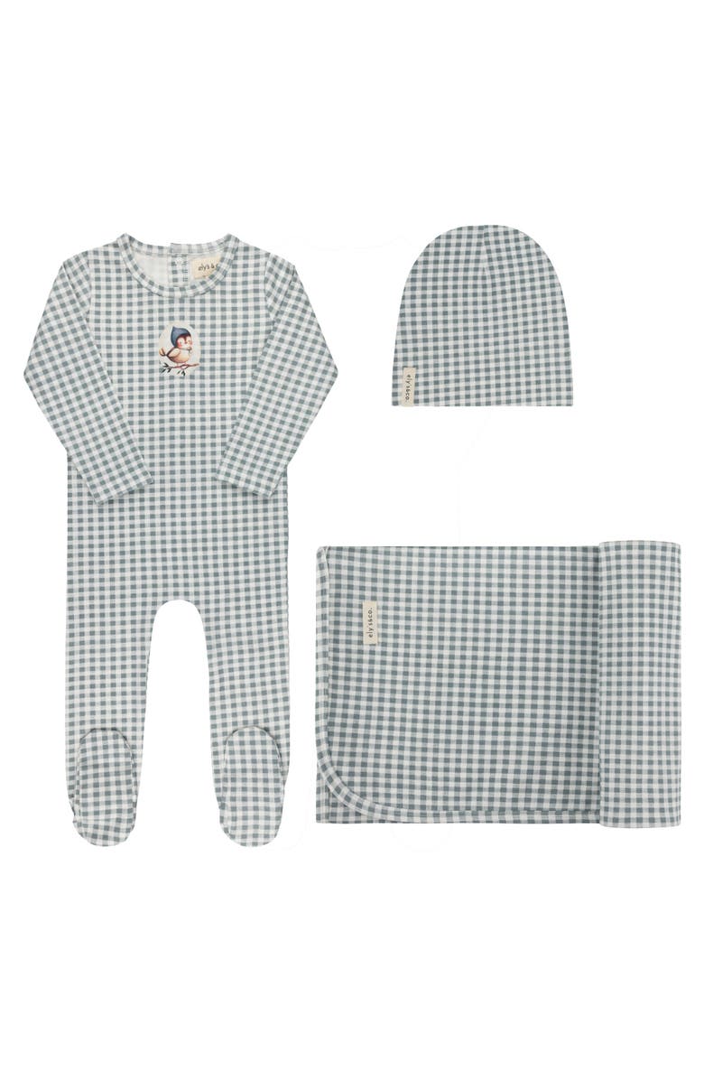 Ely's & Co. Gingham Owl Collection - Layette Set, Main, color, Blue
