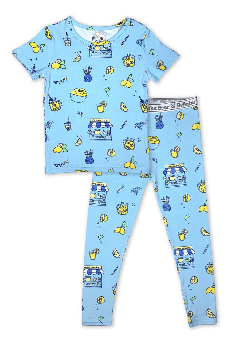 Kids' Blue Lemonade Fitted Two-Piece Pajamas, Alternate, color, LEMONADE BLUE
