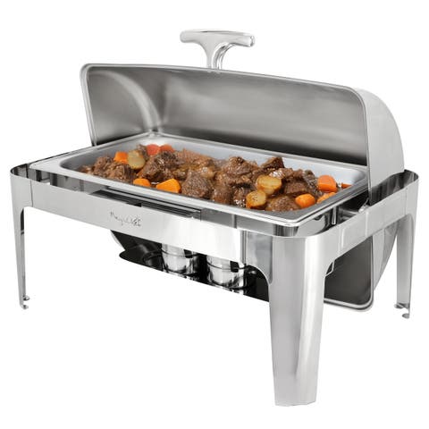9.5 Quart Oblong Roll Top Stainless Steel Professional Chafing Dish/Food Warmer/Buffet Server Serving Trays