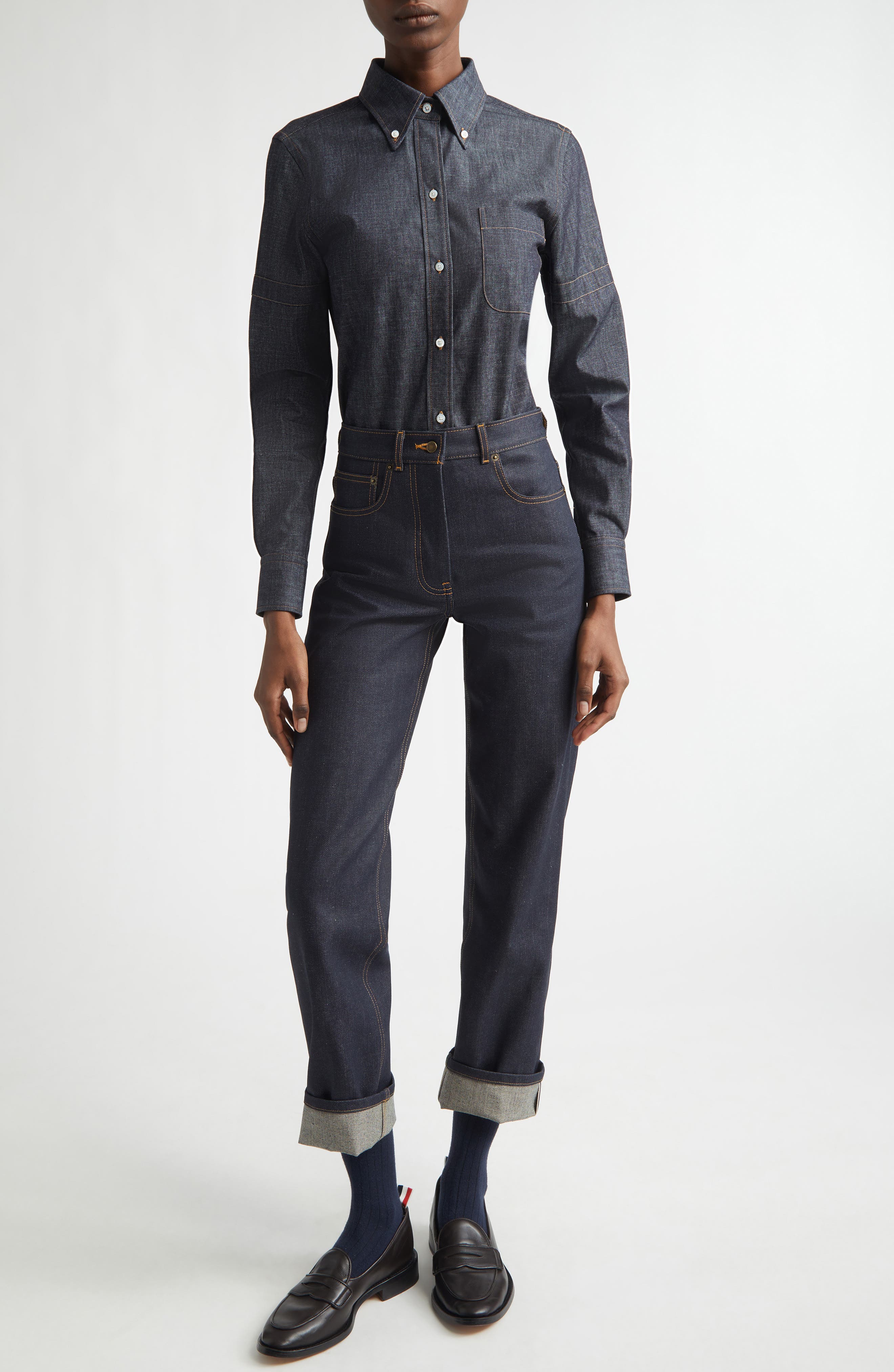 Denim Button-Down Shirt - image 2