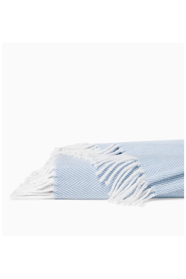 Celine Fringed Herringbone Cotton Throw, Alternate, color, WHITE/ SEA
