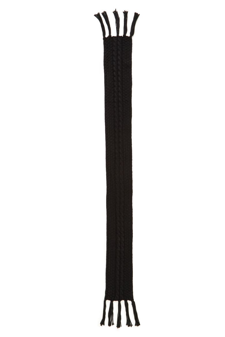 Cable Knit Scarf, Alternate, color, BLACK