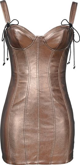 Metallic Faux Leather Minidress