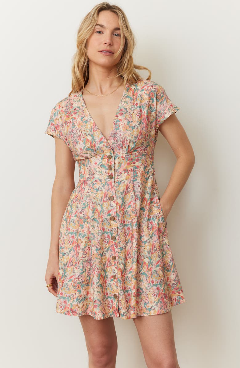 Marine Layer Camila Floral Button Front Minidress, Alternate, color, 
