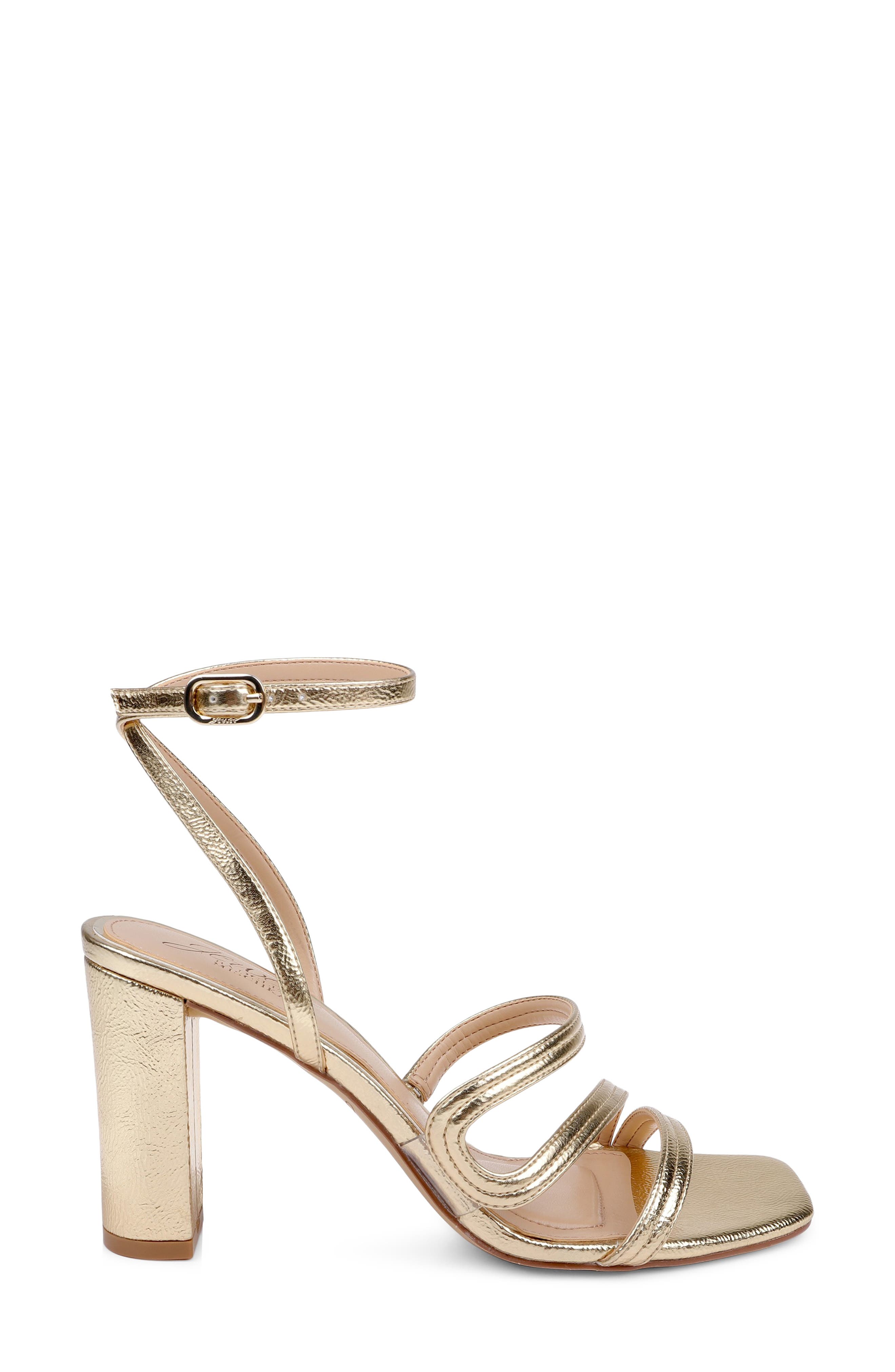 Zedina Ankle Strap Sandal, Alternate, color, GOLD PATENT