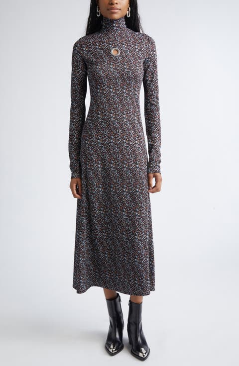 Grommet Detail Long Sleeve Knit Dress