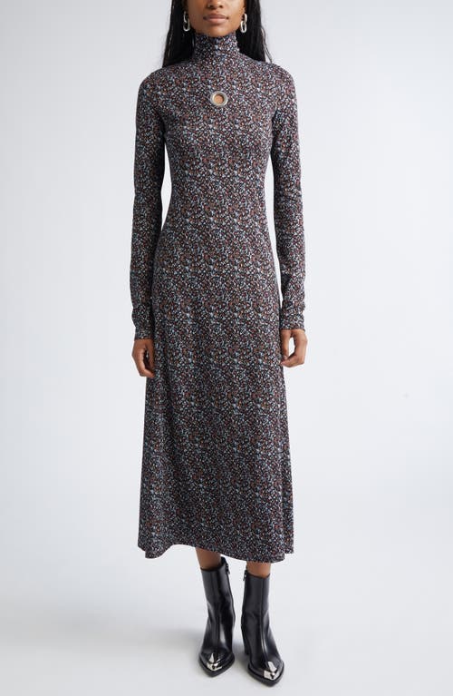 Rabanne Grommet Detail Long Sleeve Knit Dress In Multi