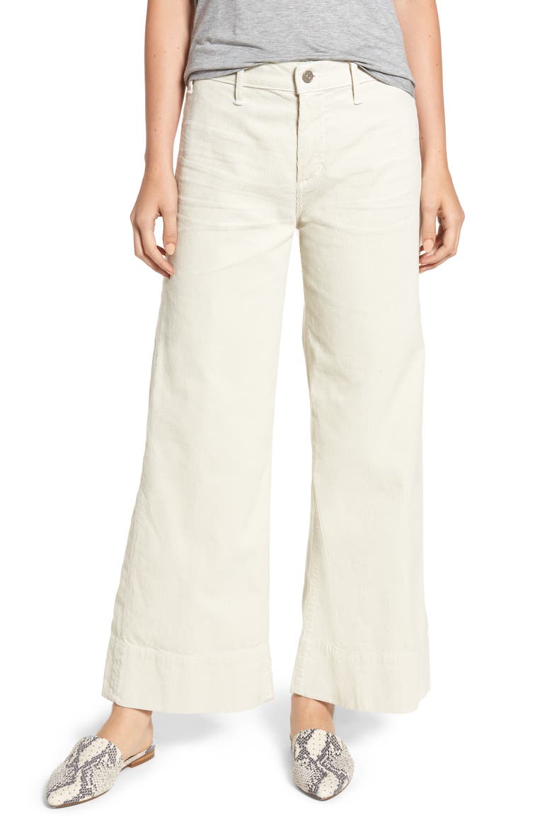 Abigal High Waist Ankle Wide Leg Corduroy Pants, Main, color, WINTER CREAM