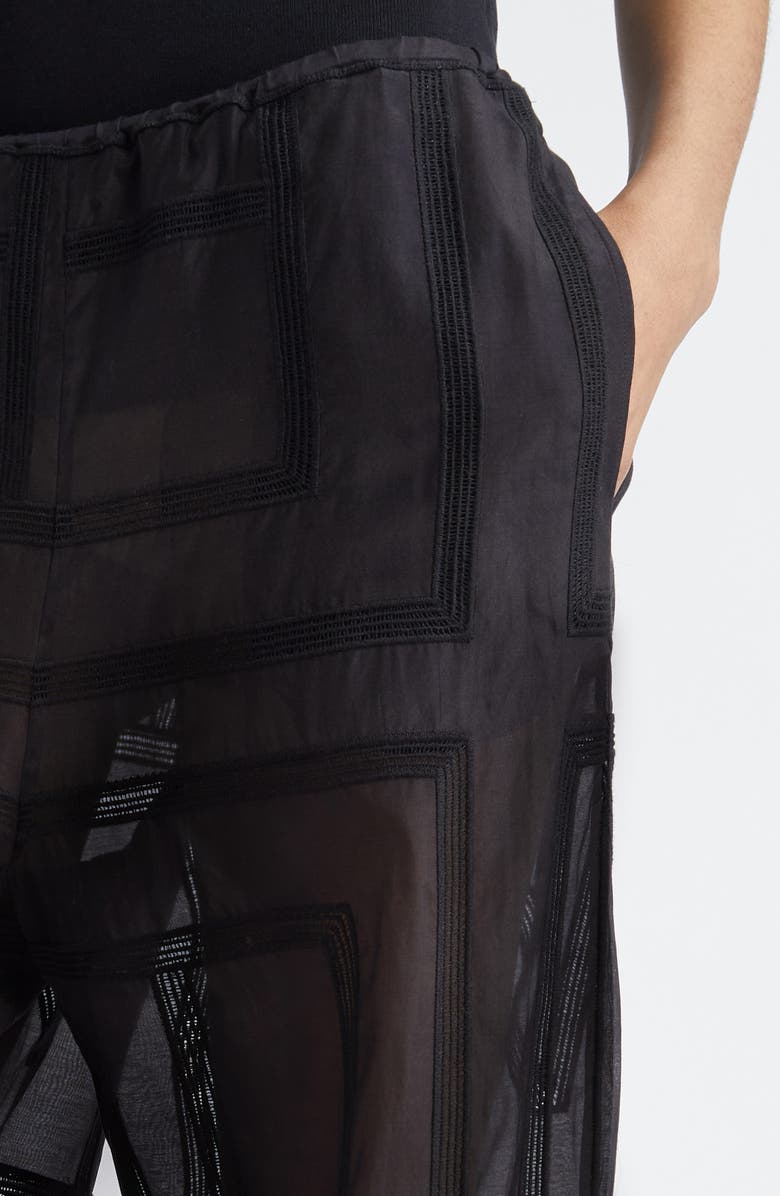 TOTEME Monogram Open Stitch Organic Cotton & Silk PJ Bottoms, Alternate, color, Black