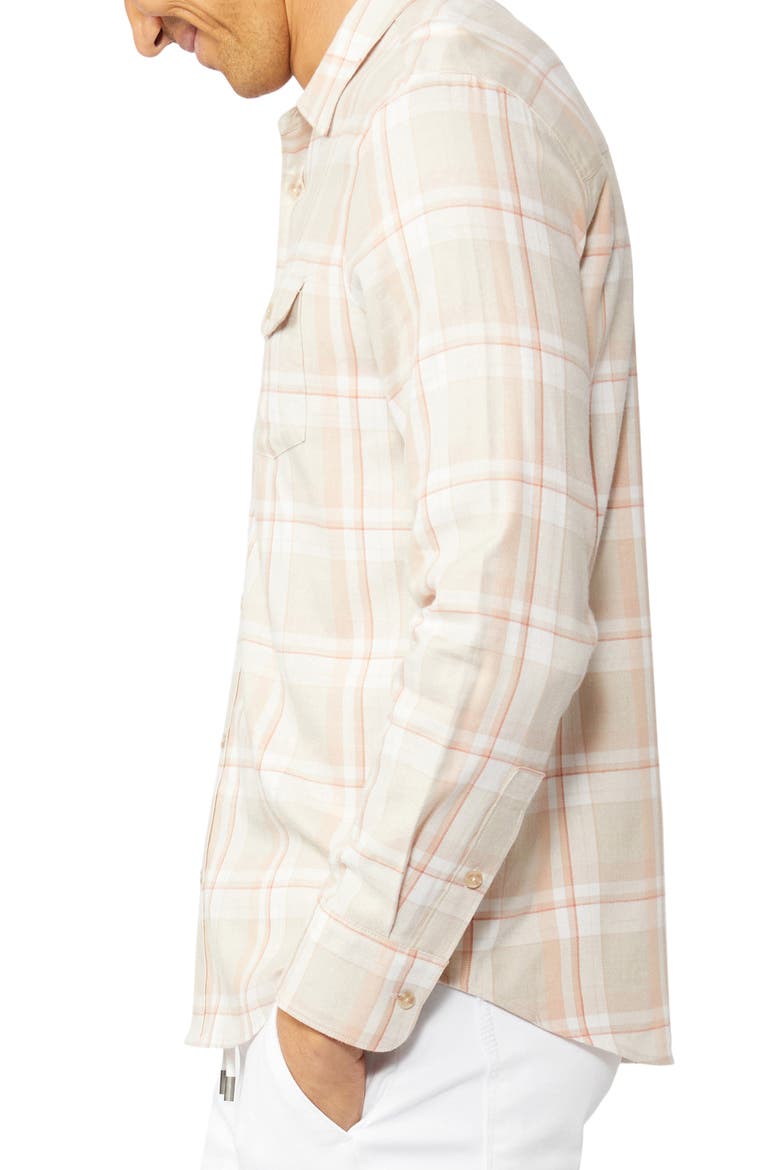 Everett Plaid Flannel Button-Up Shirt, Alternate, color, CLAY QUARTZ
