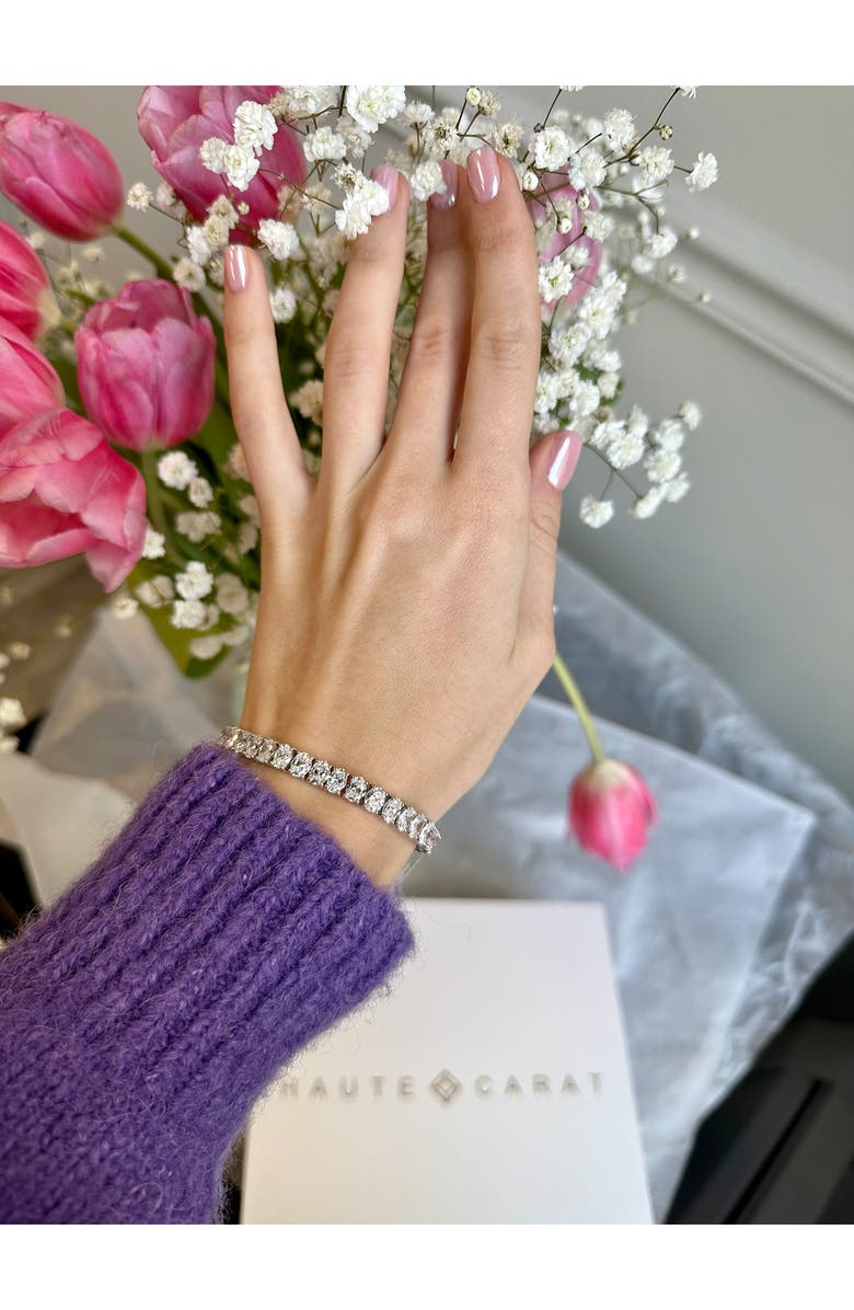 HauteCarat Oval Cut Lab Grown Diamond Tennis Bracelet, Alternate, color, 18K White Gold