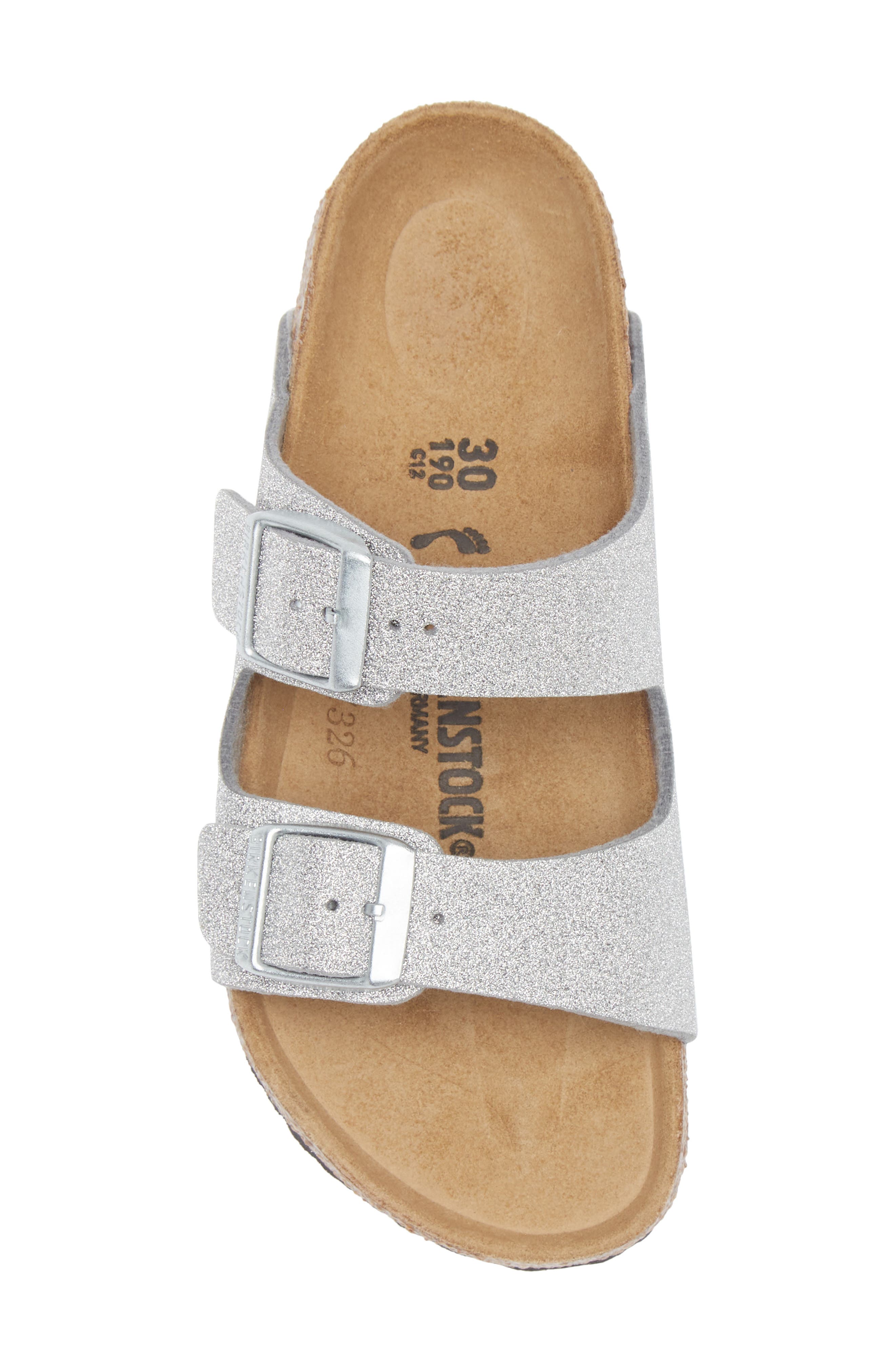 Birkenstock Kids' Arizona Slide Sandal, Alternate, color, Silver Shiny Glitter
