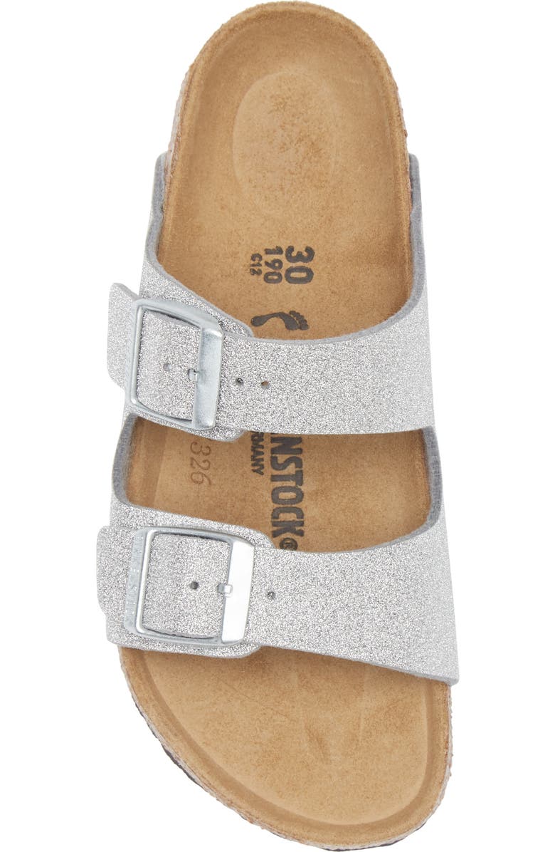 Birkenstock Kids' Arizona Slide Sandal, Alternate, color, Silver Shiny Glitter