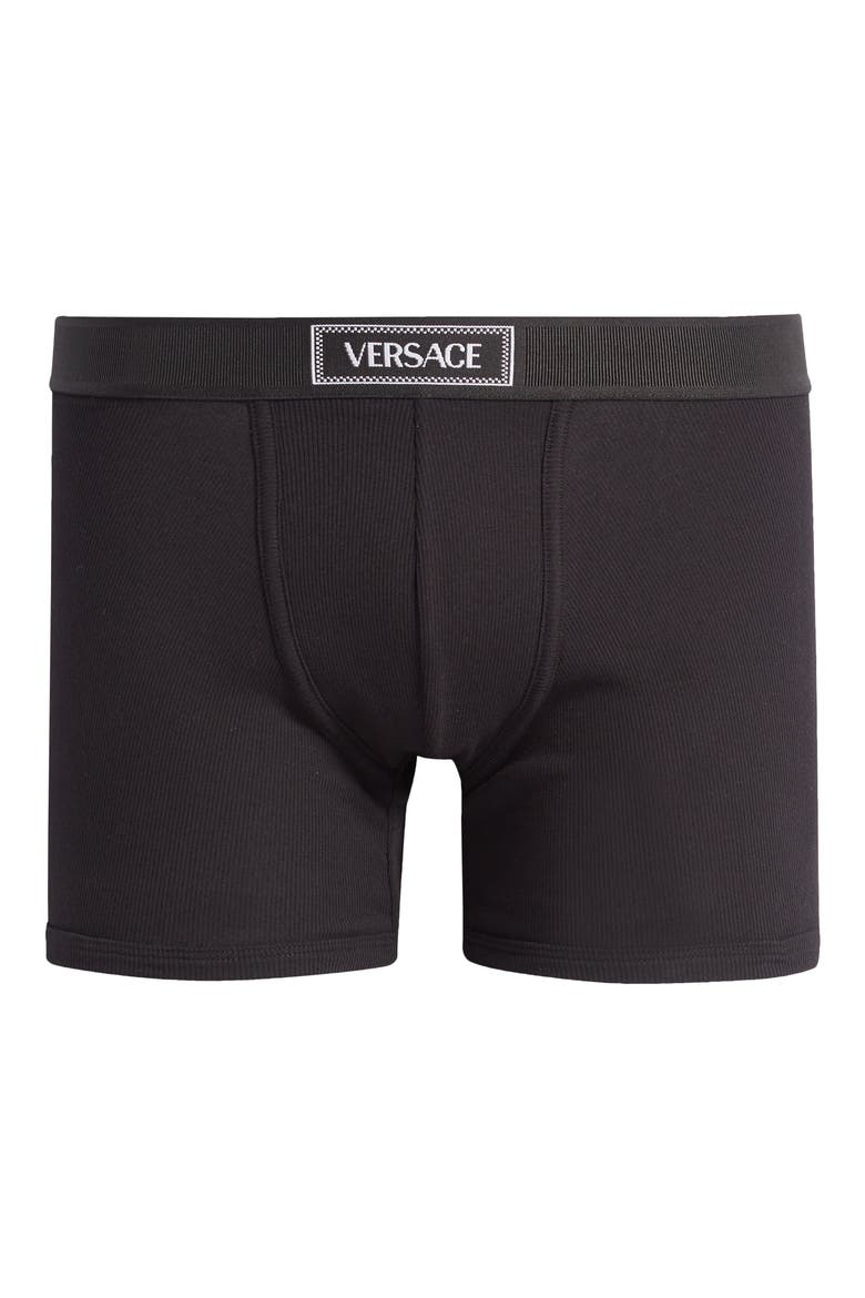 '90s Logo Cotton Rib Trunks, Alternate, color, BLACK