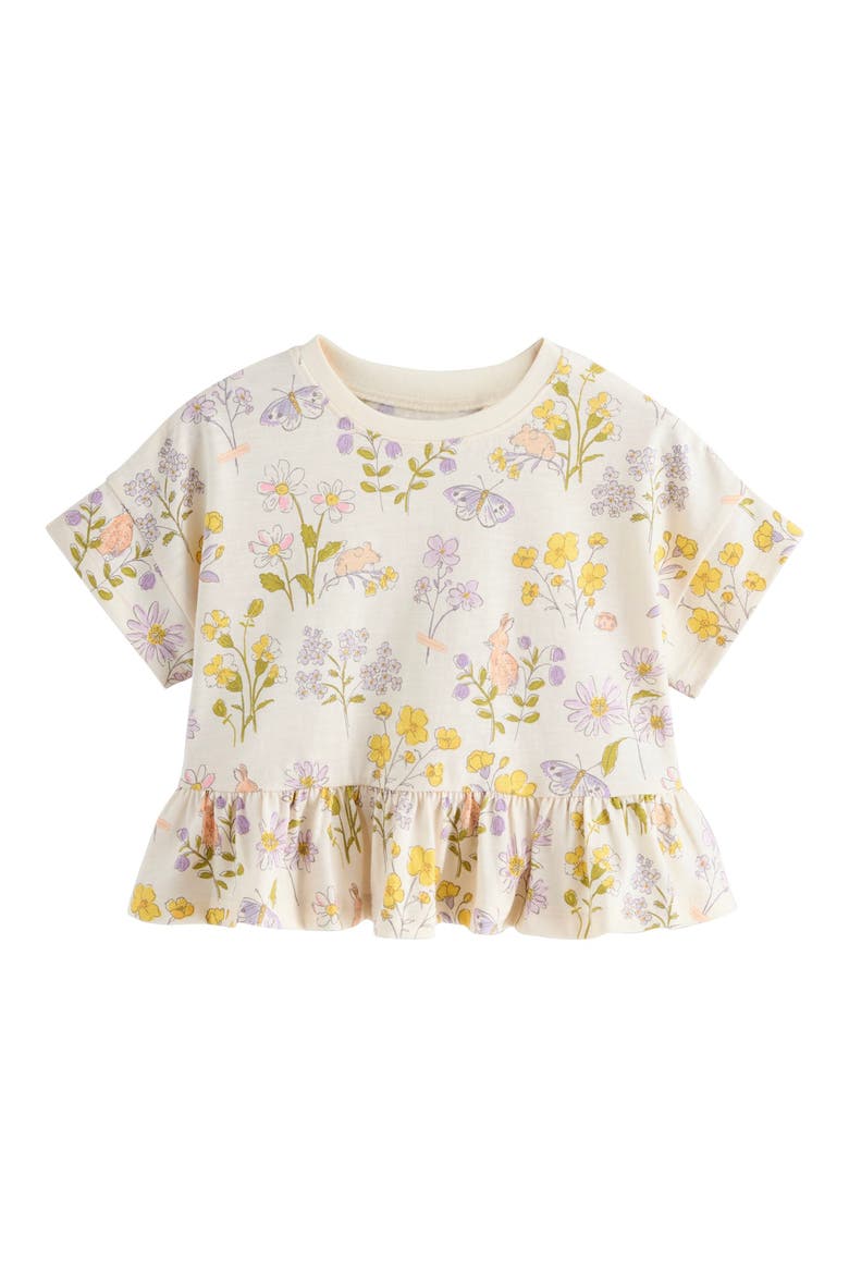 Kids' Ditsy Frill Floral Cotton T-Shirt, Main, color, NEUTRAL