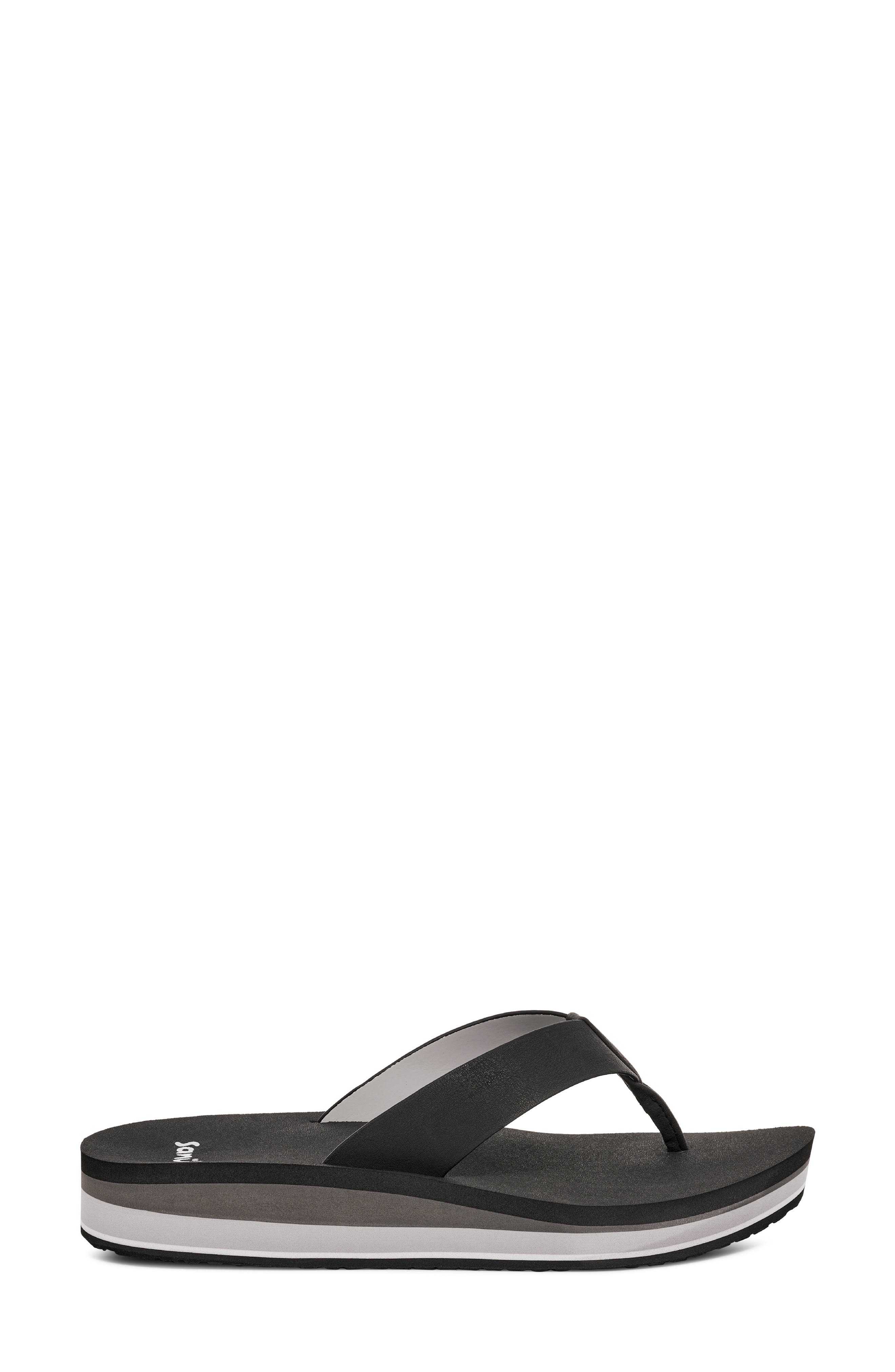 Sanuk Highland Flip Flop, Alternate, color, Black/Grey