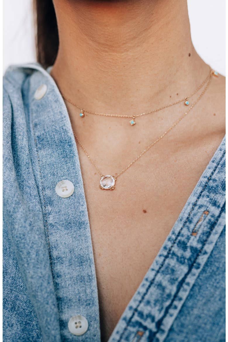Dew Drop Cluster Topaz Pendant Necklace, Alternate, color, GOLD