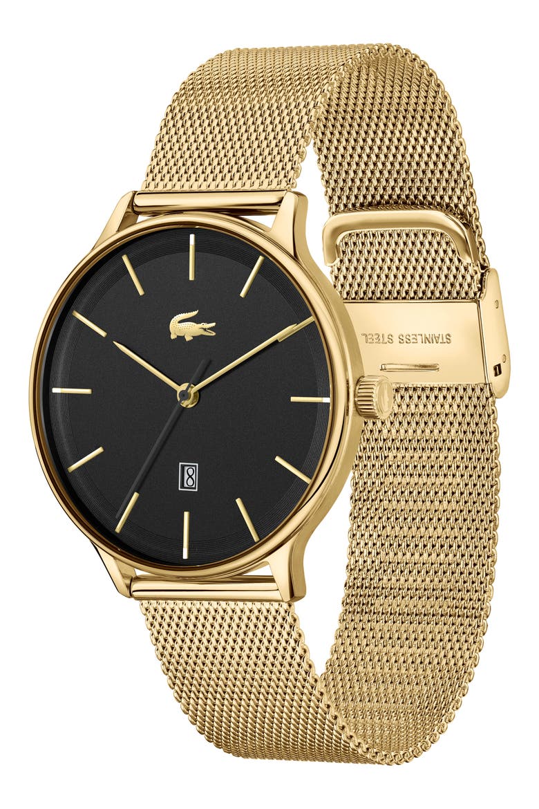 Club Mesh Strap Watch, 42mm, Alternate, color, BLACK