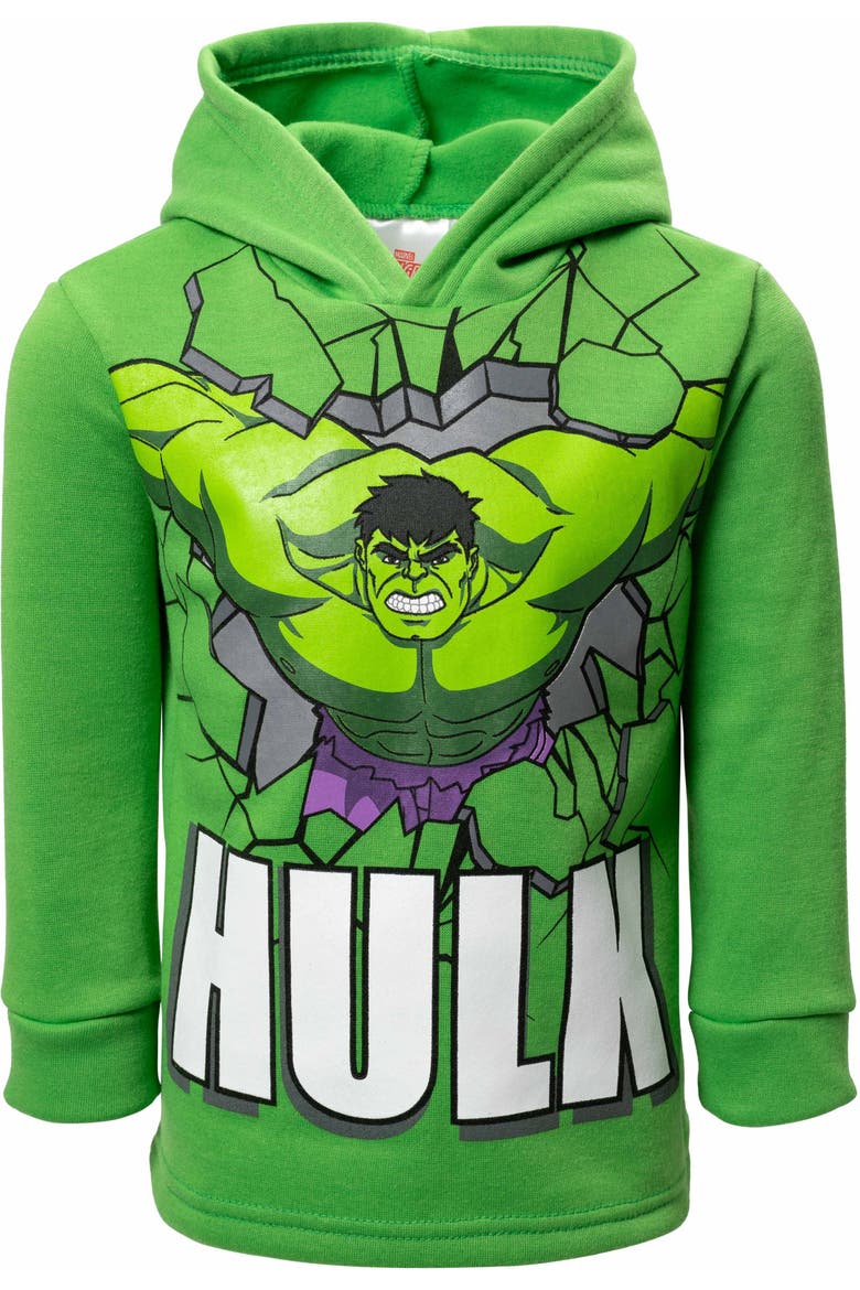 Avengers The Hulk Fleece Hoodie and Pants Set, Alternate, color, Hulk Green Black