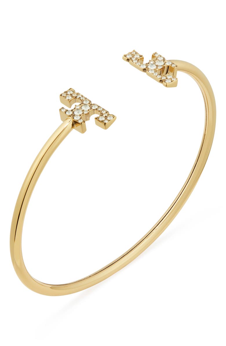 Tory Burch Eleanor Pavé Logo Open Cuff, Alternate, color, 