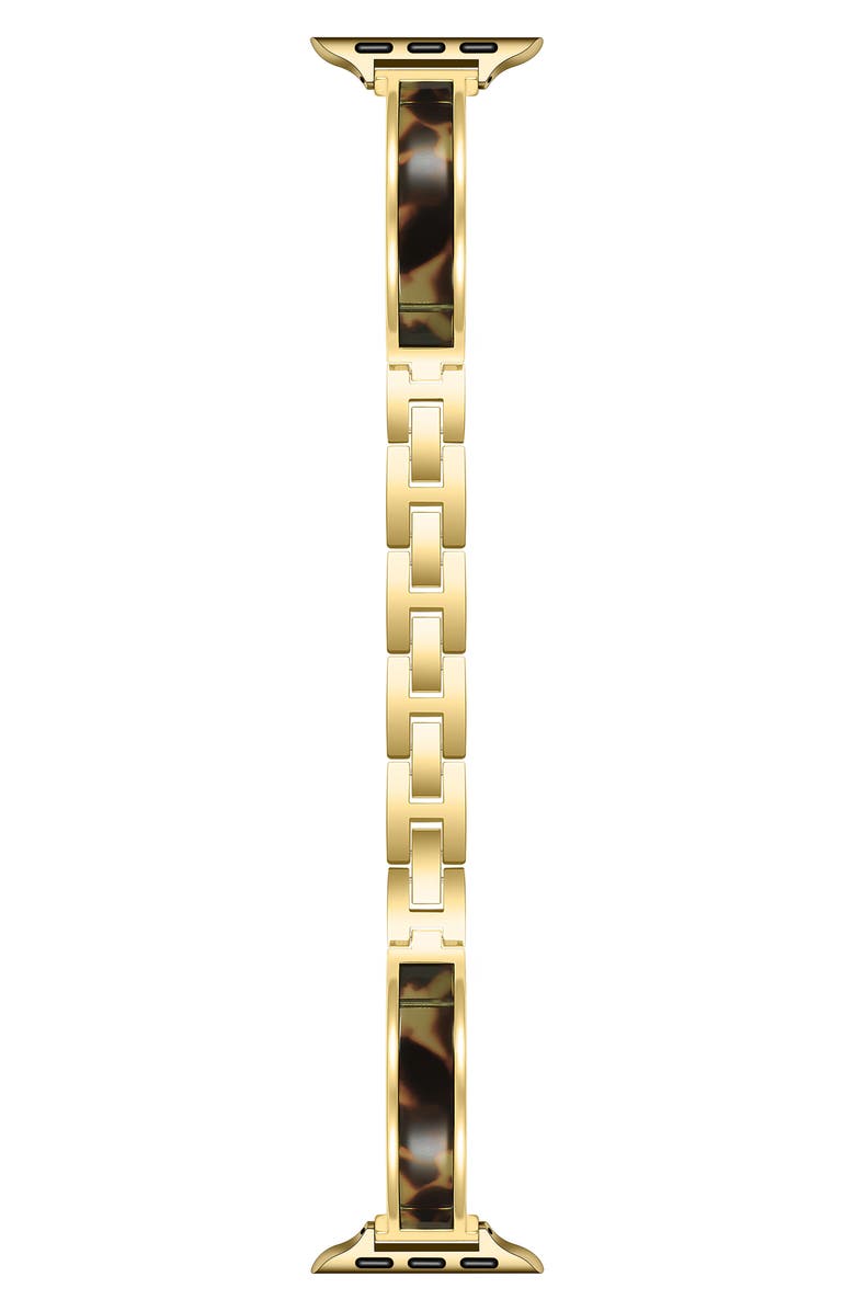 Posh Tech Addison Stainless Steel & Resin Apple Watch<sup>®</sup> Bracelet Watchband, Main, color, Gold/ Tortoise